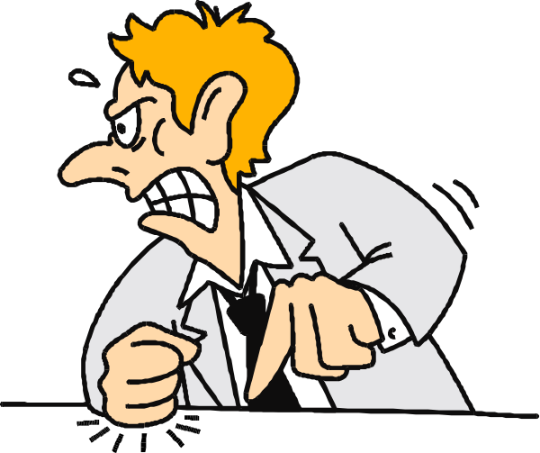 The cartoon shows a man with an exaggerated facial expression sitting at his desk while looking out of focus into space; he appears to be in deep thought or contemplation.