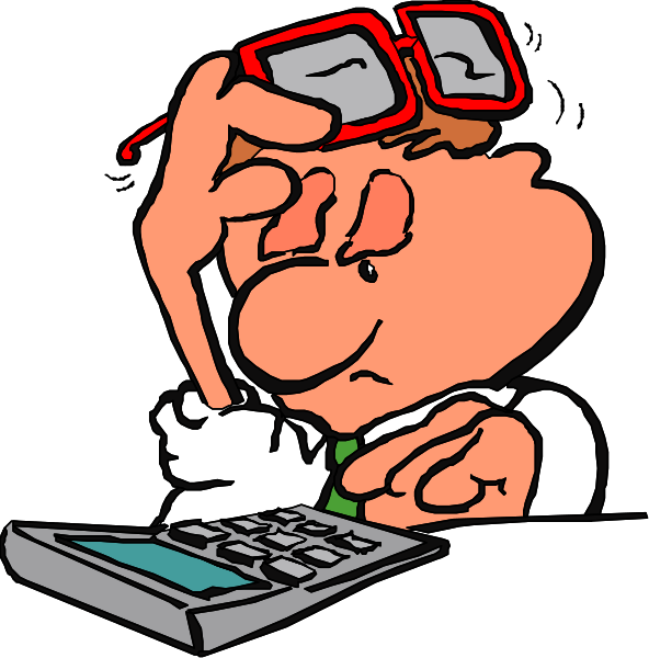 The first panel shows a cartoon character with glasses looking at his hands while holding them up to his face as if he's confused about something on paper in front of him; the second panel is similar but has been altered, showing that instead of being puzzled by papers or numbers, it appears like there are now two sets of fingers and a calculator.