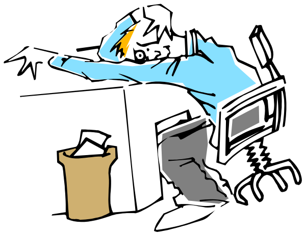 The black and white cartoon shows a person bending over to pick up trash from behind an open umbrella while holding what appears to be a cup in their hand; there is also another object that looks like it could be a piece of paper on top of the garbage can, suggesting littering.