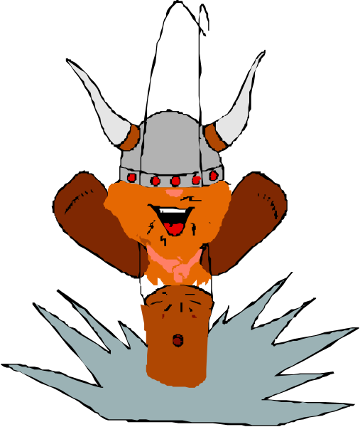 The image shows a cartoon character with horns riding on top of what appears to be an animal's back while holding onto its head; both characters have exaggerated facial expressions suggesting motion or excitement.