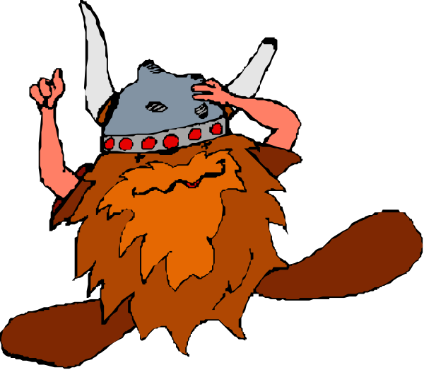 The image shows a cartoon of an animated character wearing Viking attire with long hair and beard, sitting on what appears to be a chair in front of a dark background; there is no text present within this small clip-art image.