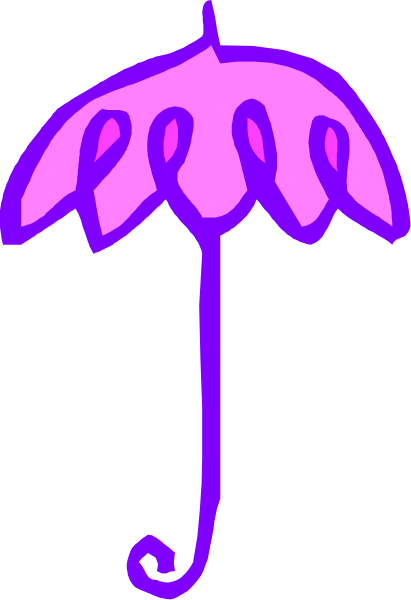 The image shows a purple umbrella with leaves design on it against a black background.