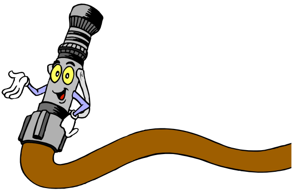 The cartoon shows a character with an exaggeratedly long pipe for a body running through various scenes including what appears to be outer space, underwater, in front of a building labeled "Electricity," and finally on land next to another character who seems surprised or shocked by the sight.