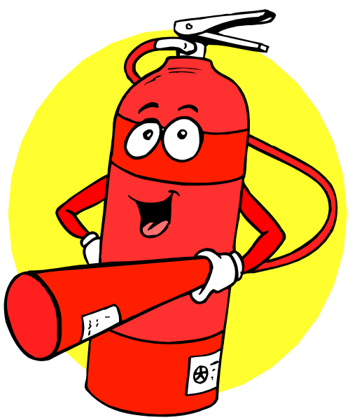 The illustration shows a cartoon fire hydrant with arms holding an oversized red hose nozzle that is pointing towards itself in front of it.