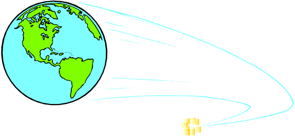 The image shows a stylized depiction of Earth with two planets orbiting around it at different distances; there is no text present in this clip-art illustration.