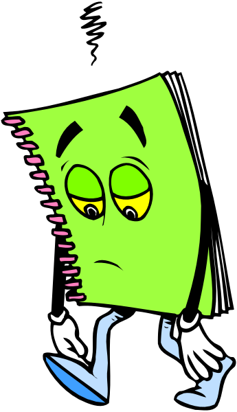 The image shows a cartoon of an open book with two eyes peeking out from between its pages, giving it a surprised expression; there is no text present in this clip-art illustration.