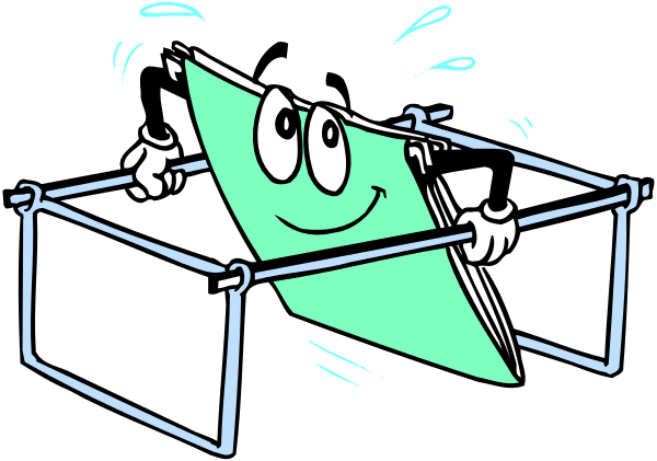 The cartoon shows a character with an exaggeratedly large head holding onto two suitcases while standing on top of them in what appears to be water; there is also another similar figure floating nearby.