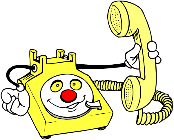 The cartoon shows a yellow telephone with two handsets connected to it on top of an old rotary dial phone base.