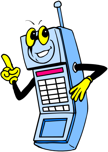The illustration features a cartoon depiction of an alien holding up its hand as if waving to someone off-camera while standing next to a blue cell phone with buttons on it against a black background.