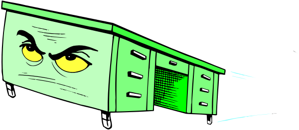 The cartoon shows a green refrigerator with eyes that appears to be angry or surprised, driving on what looks like an open road at night under dark skies.