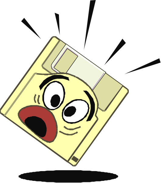 The image shows a cartoon depiction of an upside down flash drive with eyes drawn on it to give it facial features, floating in mid-air against a black background; there is no text present within this small clip-art illustration.