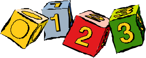 The image shows a collection of colorful dice with numbers on them against a dark background.