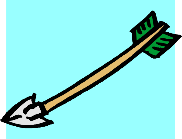 The image shows a cartoon of an arrow with two arrows pointing at it from either side; there is no text present in this clip-art illustration.
