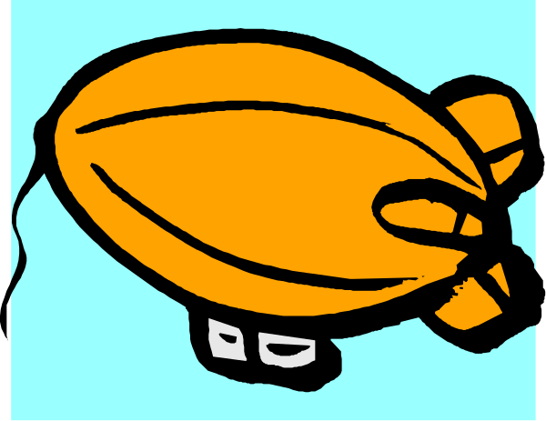 The image shows a cartoon of an orange hot air balloon with two burners on top floating above ground level against a blue sky background.