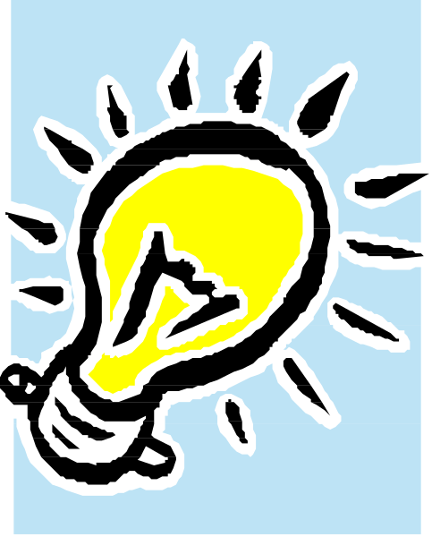 The image shows a stylized light bulb with an idea symbol above it on what appears to be a blue background within another graphic element that resembles paper or cardboard.