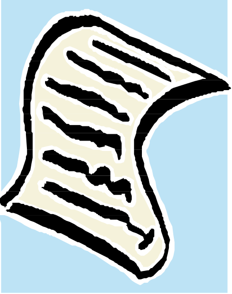The image shows a black and white illustration of an open book with pages visible on its right side against a blue background.