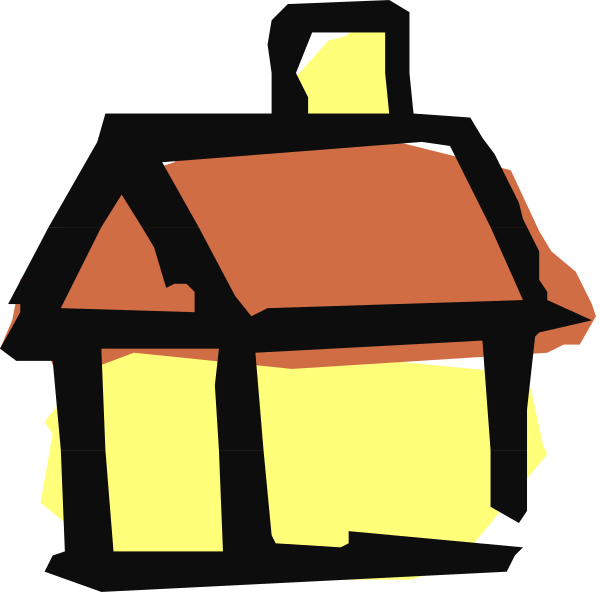 The image shows a stylized house with an orange roof next to it is another smaller version of itself that appears faded out in color.