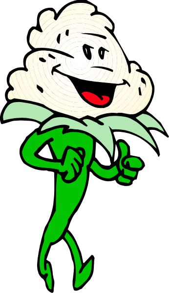 The image shows a cartoon of an anthropomorphic plant character with exaggerated features such as arms and legs running on what appears to be water droplets instead of feet.