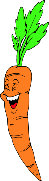 The cartoon shows a carrot with green leaves on top peeking out from behind what appears to be an open door frame in black-and-white coloring.