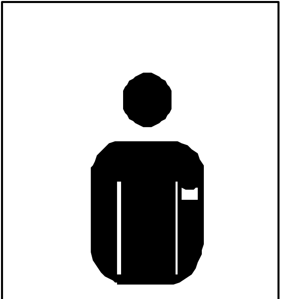 The image shows a black silhouette of an adult male figure standing next to a toilet sign with text that reads "MEN".