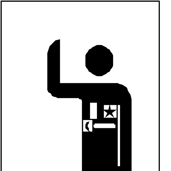 The black and white icon shows a person standing next to an open door with their hand raised as if waving goodbye.
