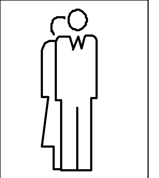 The image shows a black silhouette of two figures standing side by side against an unspecified background; there is no text present in this clip-art illustration.
