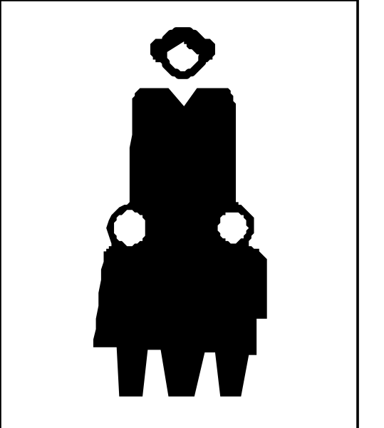 The black and white icon shows a person riding on top of another figure that is sitting down; both figures appear to be stylized humanoid shapes with no facial features visible in this image.