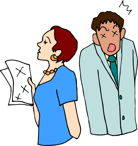 The illustration shows a man standing next to an open door with papers on it, looking surprised at another person who is holding up their hands in front of them as if gesturing towards something outside the frame; both characters appear to be engaged in conversation while one reads from what seems like a piece of paper.