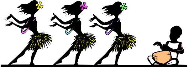The image shows a sequence of six identical figures with purple hair standing side by side against a dark background; each figure is holding an object that resembles fireworks in their hands while emitting sparks from them, suggesting movement and celebration.