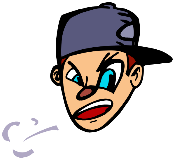 The image shows a cartoon character with an exaggerated facial expression, wearing what appears to be sports attire including shorts and sneakers; he is depicted in profile view against a dark background that suggests nighttime due to its blackness.