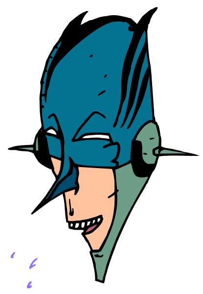 The image shows a cartoon of Batman with his cowl off, revealing an unmasked face that is making a funny expression while holding up one finger in front of him.