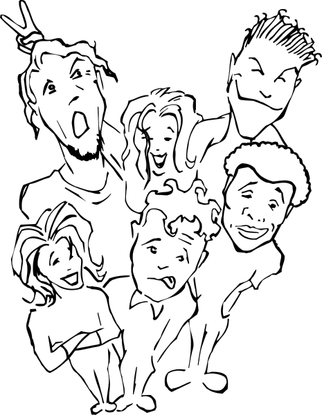 The black and white photo shows a person standing next to another figure that appears to be an animated character with exaggerated facial features; both figures seem to have their backs turned towards each other in what looks like a dark room, possibly indicating some form of interaction between them or simply being side by side without direct engagement.