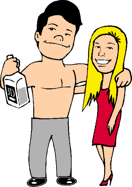 The black and white cartoon shows a man holding up an arm with his hand on top of another person's shoulder while both individuals appear to be in good spirits; there is no text present within this image, which focuses solely on their interaction without any additional context or background details provided by the art style.