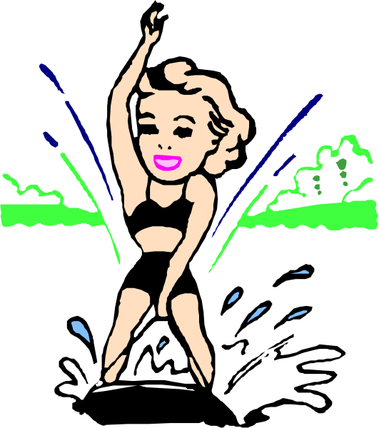 The cartoon shows a woman with blonde hair wearing black lingerie standing on top of an open umbrella in water spraying up from it; she is holding her hand out as if to balance herself, and there's text that reads "Marilyn Monroe."