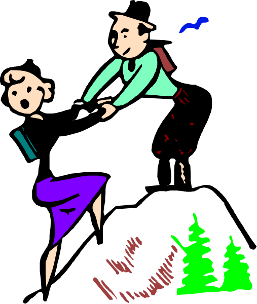 The image shows a cartoon of two women on horseback with trees behind them; there is no text present within this clip-art illustration.