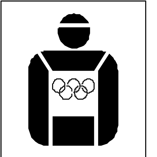 The image shows a black and white icon of an Olympic symbol with text underneath it that reads "2016 Rio Olympics."