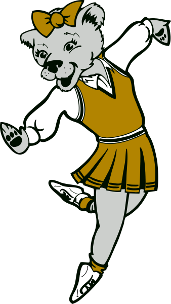 The image shows a cartoon of an animated bear wearing a school uniform with skates on its feet, performing what appears to be a dance move in mid-air against a black background.