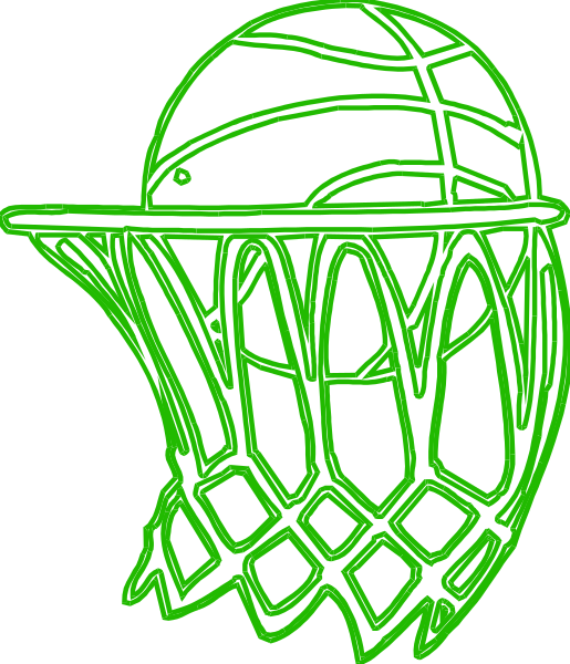 The image shows a stylized graphic of an ice hockey goalie mask with a basketball hoop design on it against a white background.