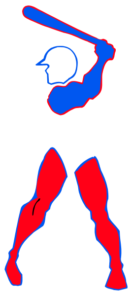 The image shows a baseball player holding a bat with both hands at home plate against a black background.