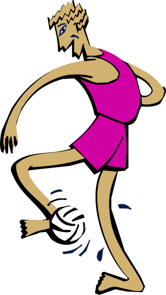 The image shows a cartoon of an athlete running with their arms outstretched on either side for balance while wearing shorts and shoes; there is no background detail provided in this clip-art representation.