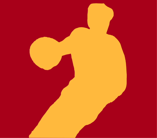 The image shows a graphic of an athlete holding a basketball with their right hand while wearing shorts; there is no background detail provided in this description.