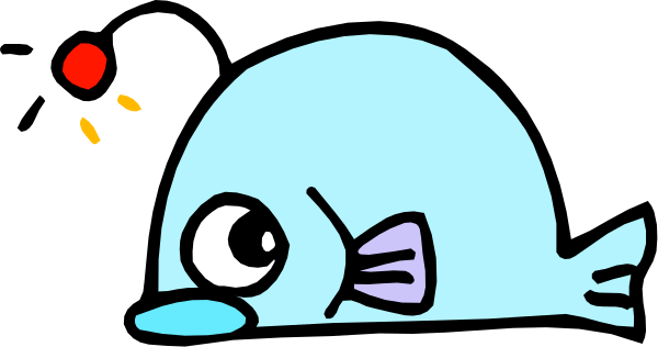The image shows a cartoon of an animated fish lying on its side with eyes closed next to what appears to be another character that is partially visible at the bottom right corner; there's no text present in this small clip-art illustration, and it seems like a simple scene without any action or setting.
