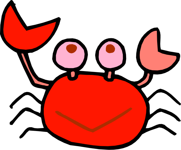 The image shows a cartoon lobster with two eyes on its head against a black background.