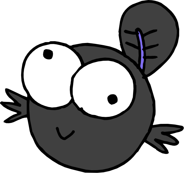 The image shows a cartoon mouse with large eyes looking surprised to its left side against a black background.