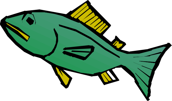 The image shows a stylized graphic of an open book with pages that appear to be blank white space on either side; in between these two spaces is a colorful illustration featuring what appears to be a fish, possibly a tuna given its shape and fin configuration, depicted against the background which seems dark.