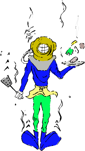 The image shows a cartoon of an astronaut holding various items while standing on what appears to be Earth with stars in space around them.