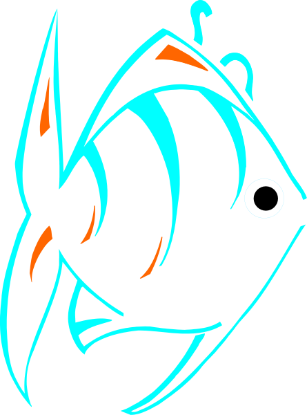 The image shows a stylized graphic of an aquatic creature with large eyes that resembles a fish, set against a dark background; it is rendered in shades of blue and orange.