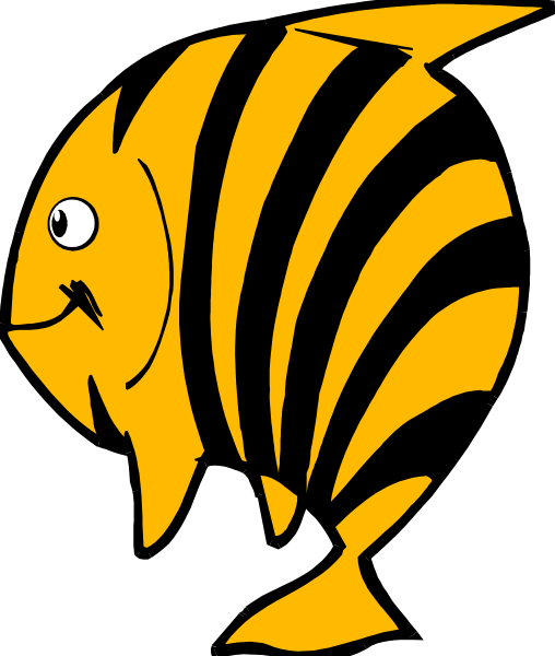 The image shows a stylized graphic of an anglerfish with large eyes against a black background.
