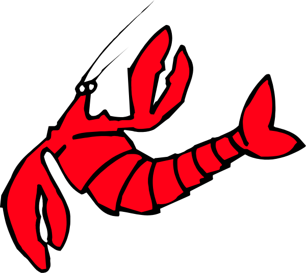 The image shows a red lobster on top of another smaller red lobster with an open claw against a black background.