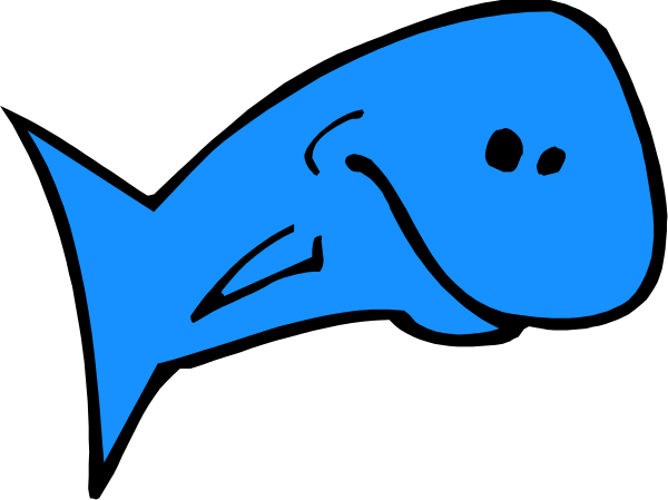The image shows a blue fish with an open mouth next to another smaller fish that appears frightened by it.